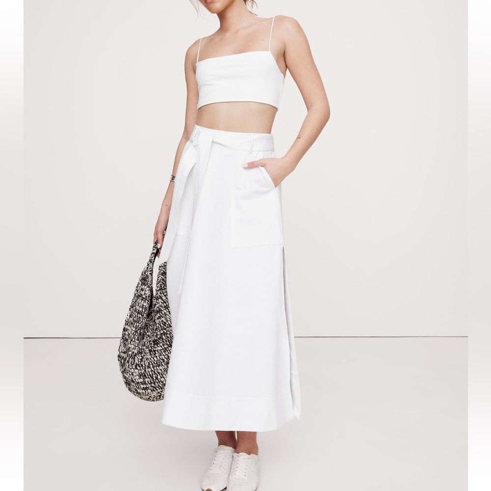 Gap COTTON SATEEN SIDE-SLIT LONG MIDI SKIRT